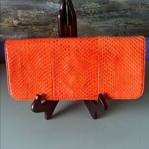 Vintage Giani Bernini Orange Snakeskin Leather Shoulder Bag or Clutch
